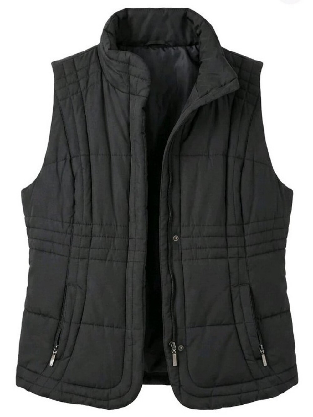 Women's Black Quilted Vest with High Collar NWOT